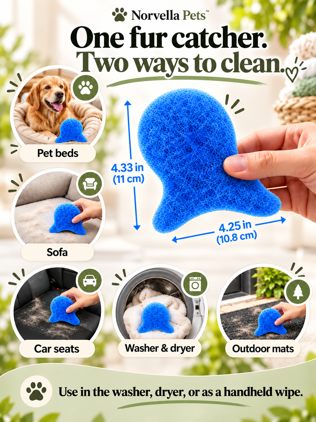 Norvella FurFree Laundry – Reusable Pet Hair Catchers (12-Pack)